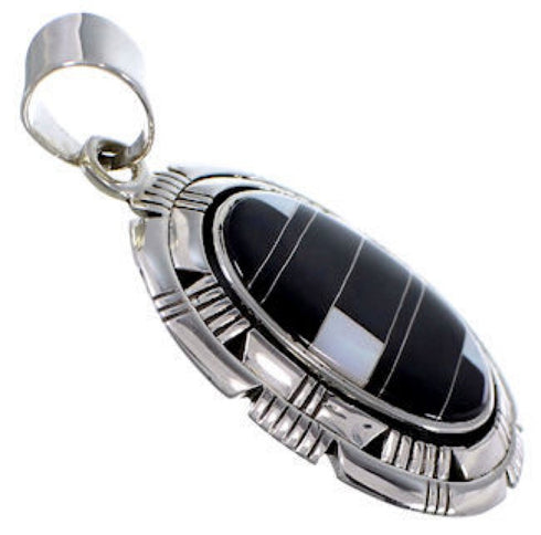 Mother Of Pearl Black Jade Inlay Sterling Silver Pendant RS42816